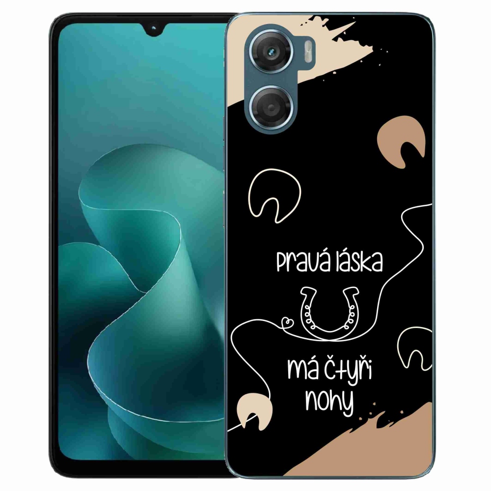 Zselés borítás mmCase a Motorola G06/G06 Power készülékhez - ló motívum fekete háttérrel