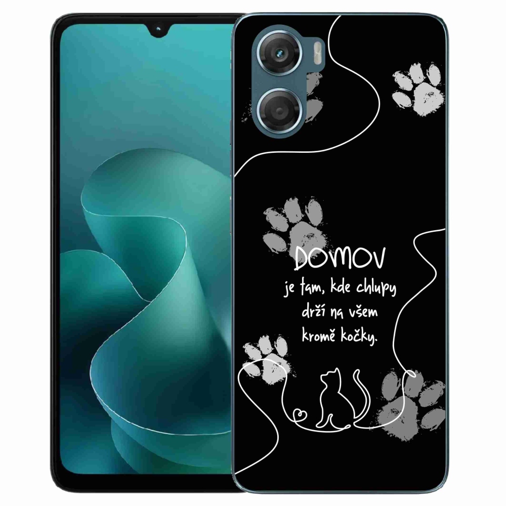 Zselés borítás mmCase a Motorola G06/G06 Power készülékhez - macska motívum fekete háttérrel