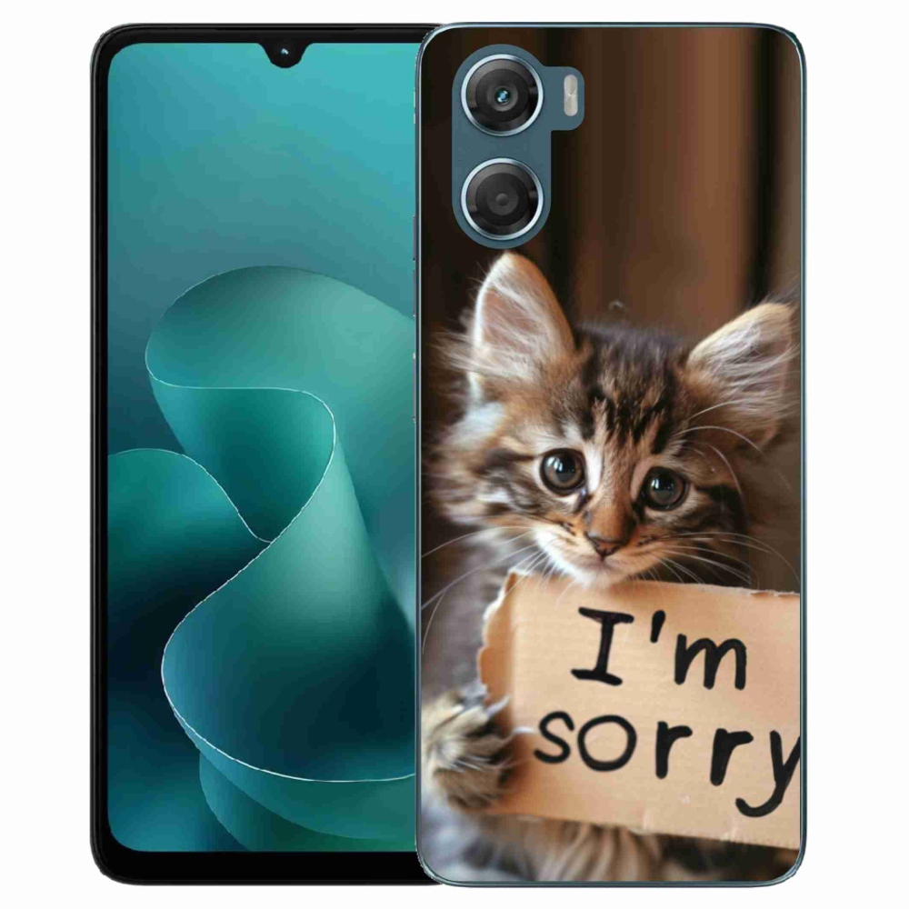 Zselés borítás mmCase a Motorola G06/G06 Power készülékhez - macska bocsánatkérése