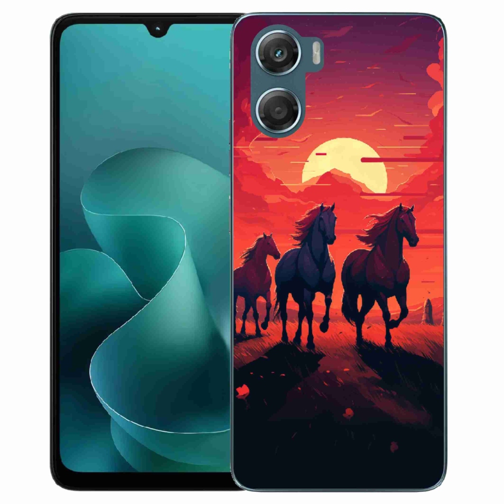 Zselés borítás mmCase a Motorola G06/G06 Power készülékhez - lovak és naplemente