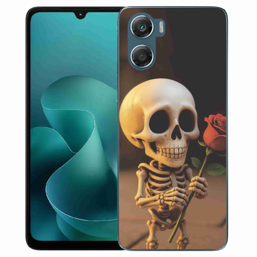 Zselés borítás mmCase a Motorola G06/G06 Power készülékhez - csontváz rózsával