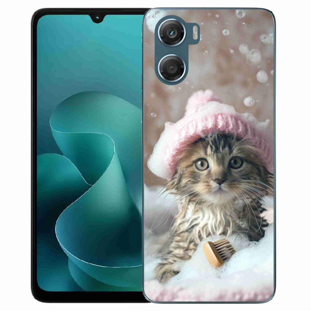 Zselés borítás mmCase a Motorola G06/G06 Power készülékhez - cica és fürdés
