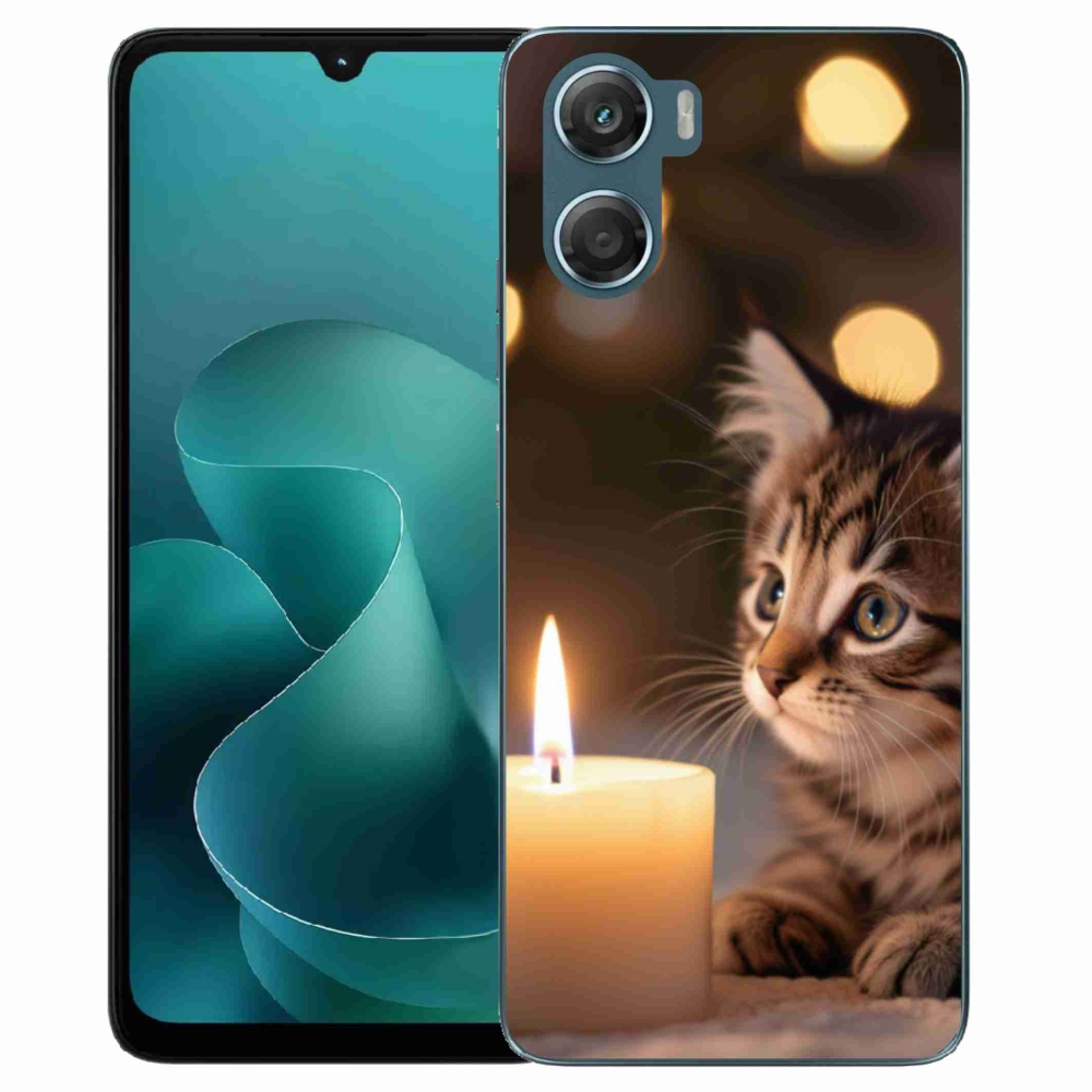 Zselés borítás mmCase a Motorola G06/G06 Power készülékhez - cica és gyertya
