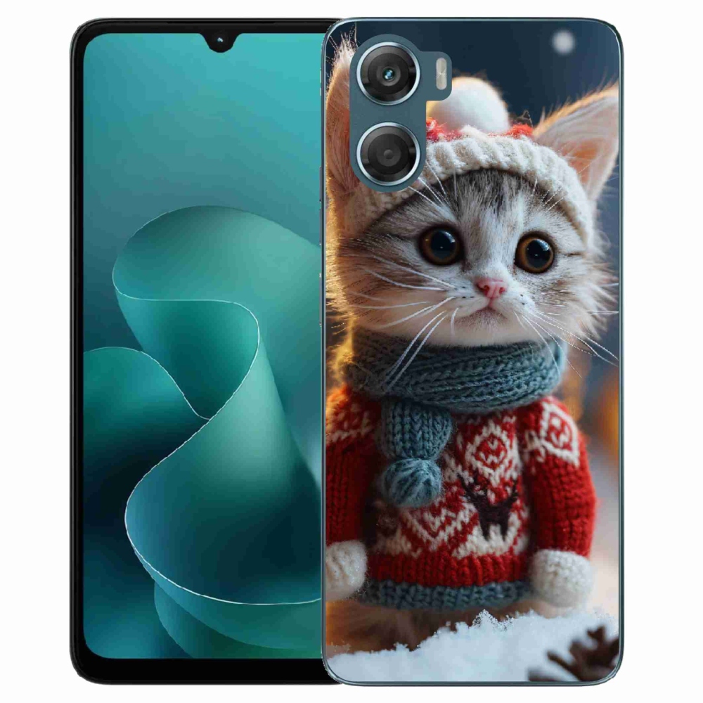 Zselés borítás mmCase a Motorola G06/G06 Power készülékhez - cica pulóverben