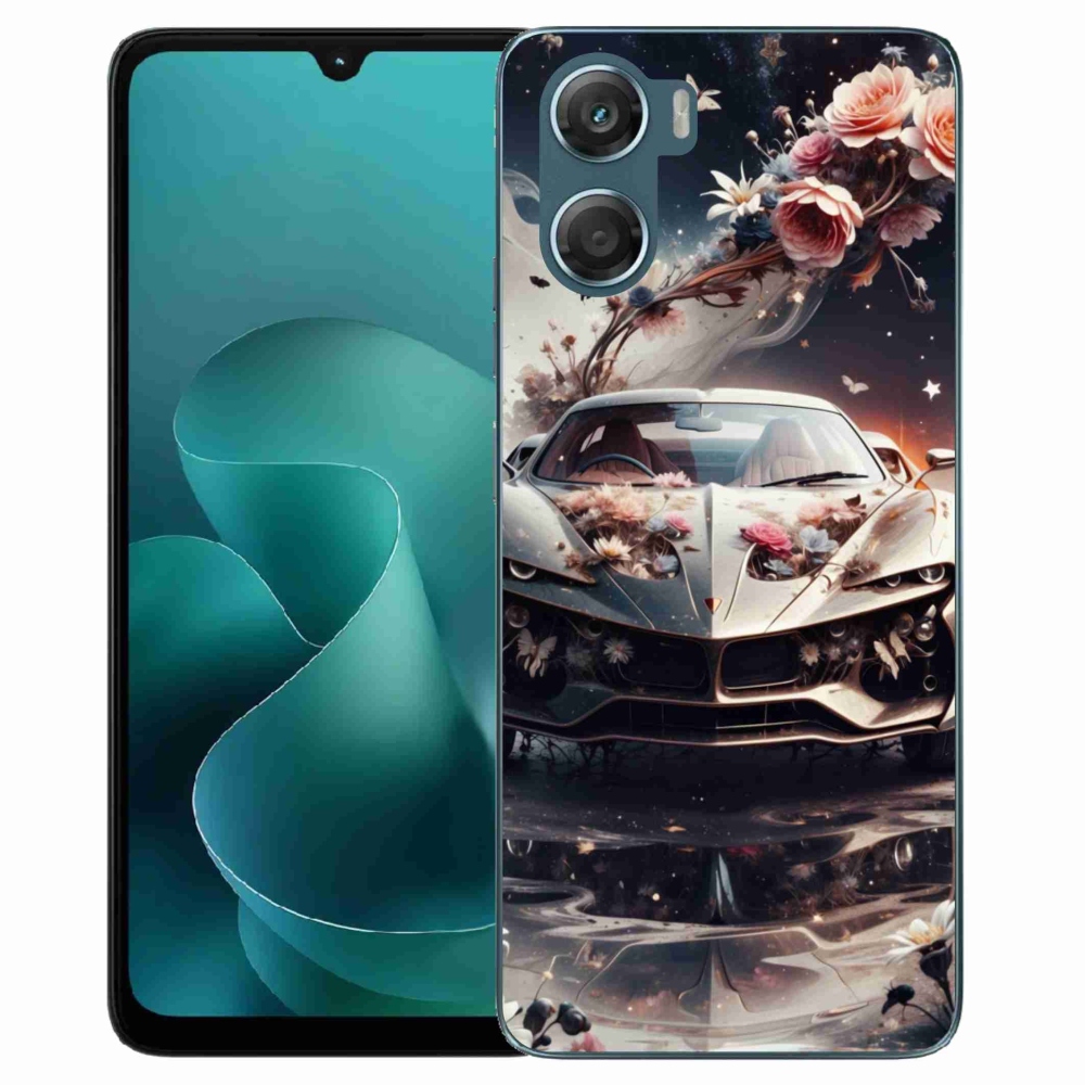 Zselés borítás mmCase a Motorola G06/G06 Power készülékhez - virágos sportkocsi
