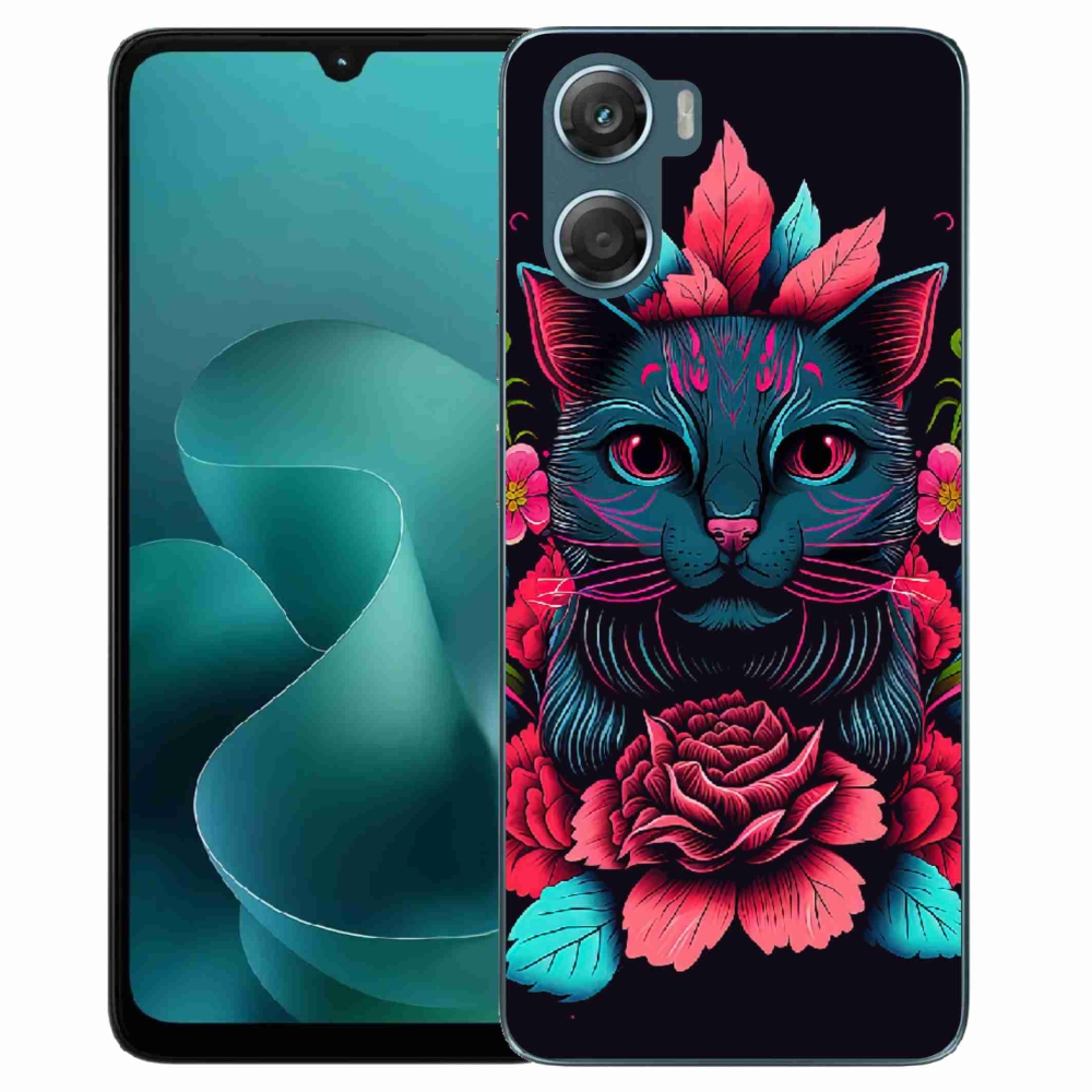 Zselés borítás mmCase a Motorola G06/G06 Power készülékhez - virágok és macskák