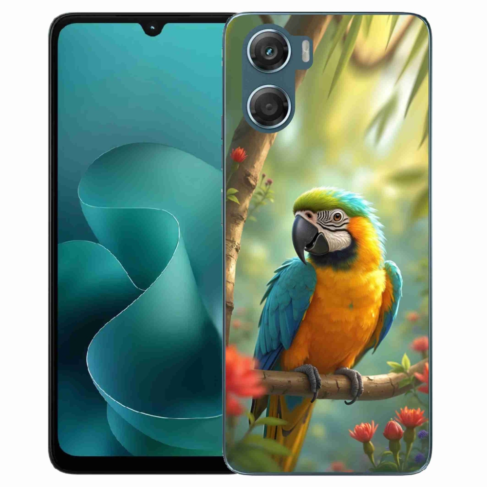 Zselés borítás mmCase Motorola G06/G06 Power készülékhez - papagáj ara kék és sárga