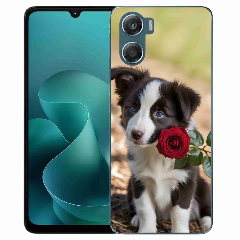 Zselés borítás mmCase a Motorola G06/G06 Power készülékhez - aranyos border collie rózsával
