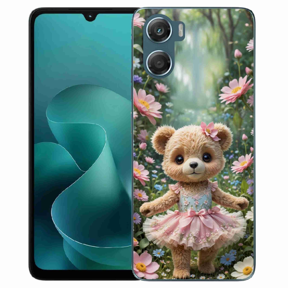Zselés borítás mmCase a Motorola G06/G06 Power készülékhez - aranyos virágos mackó