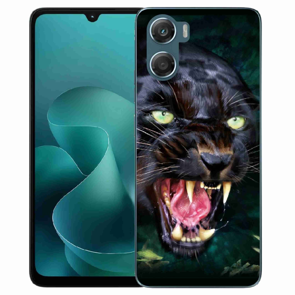 Zselés borítás mmCase a Motorola G06/G06 Power készülékhez - dühös fekete párduc