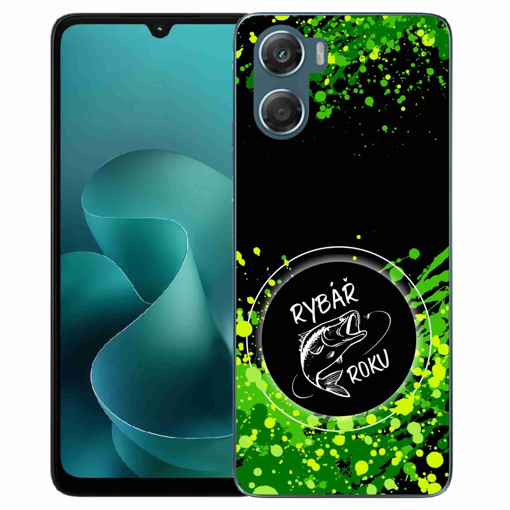 Zselés borítás mmCase a Motorola G06/G06 Power készülékhez - az év horgásza fekete háttérrel