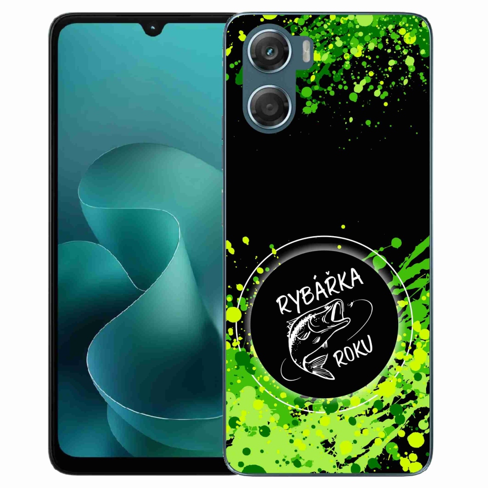 Zselés borítás mmCase a Motorola G06/G06 Power készülékhez - az év horgásza fekete háttérrel
