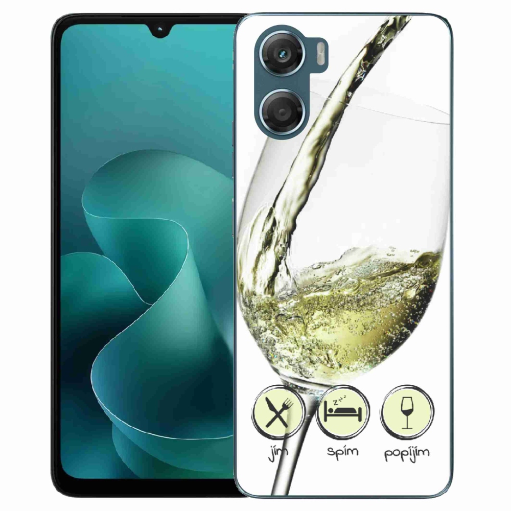 Zselés borítás mmCase a Motorola G06/G06 Power készülékhez - borospohár fehér