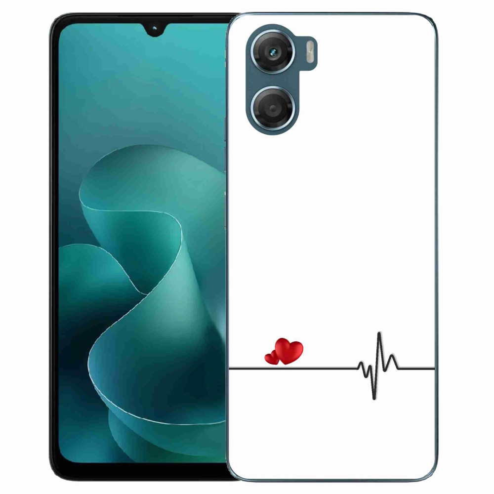 Zselés borítás mmCase a Motorola G06/G06 Power készülékhez - szív és szívverés fehér háttérrel