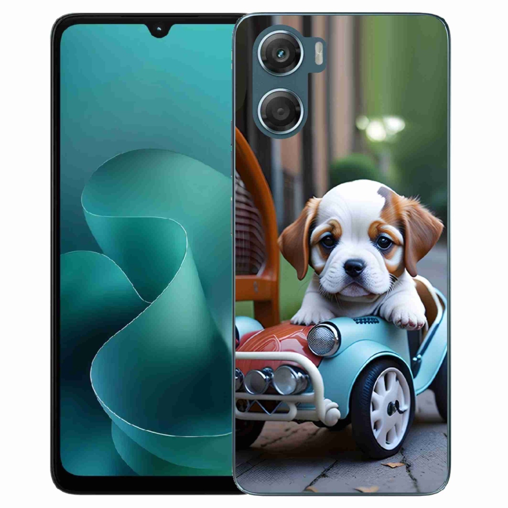 Gél borítás mmCase a Motorola G06/G06 Power - kiskutya retro autóban