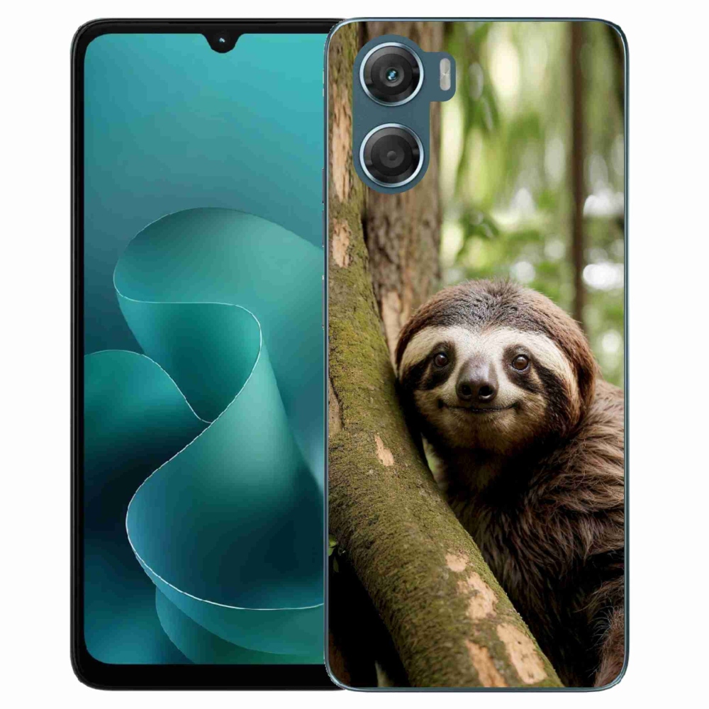 Zselés borítás mmCase a Motorola G06/G06 Power készülékhez - mosolygó lajhár