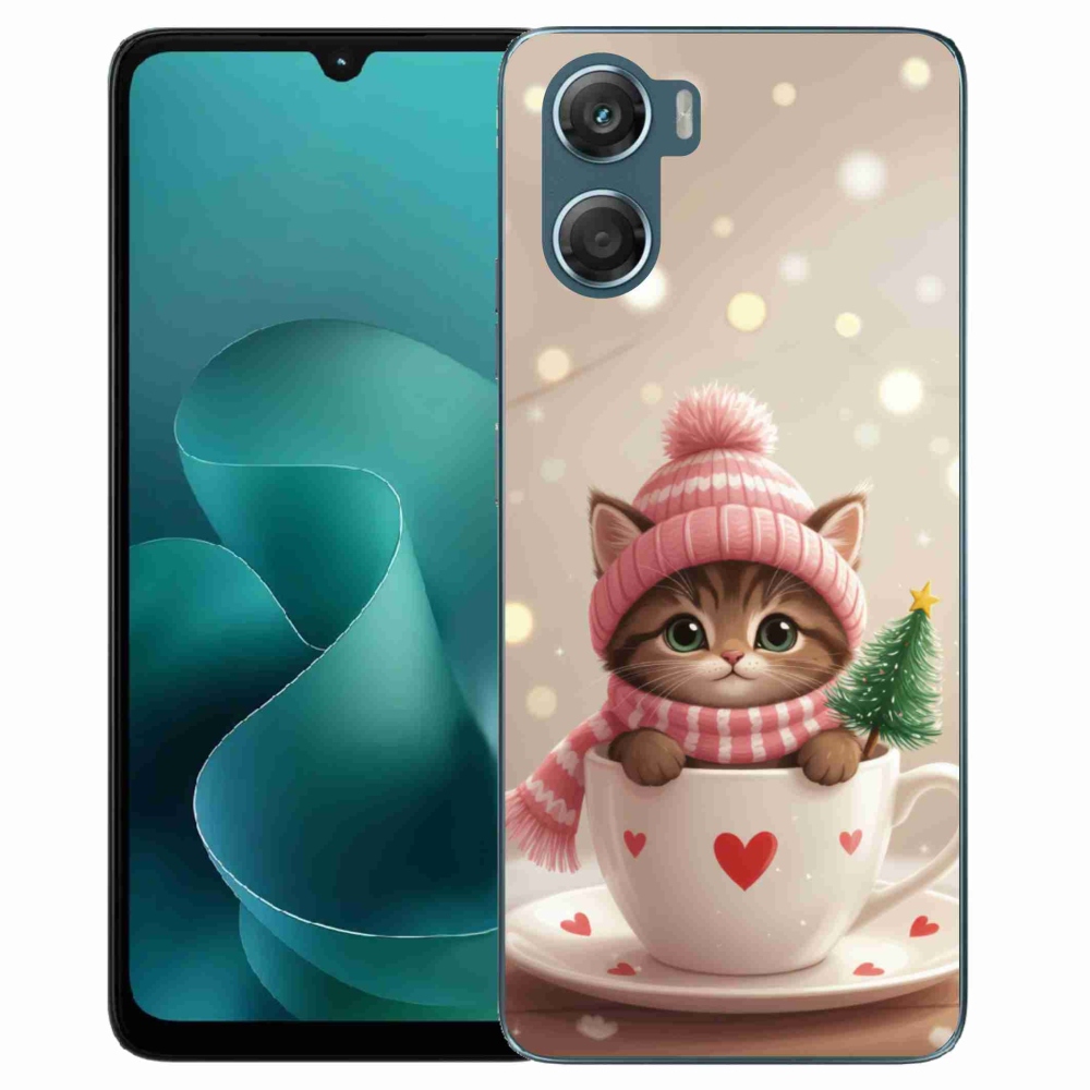 Zselés borítás mmCase a Motorola G06/G06 Power készülékhez - Karácsonyi cica a csészében