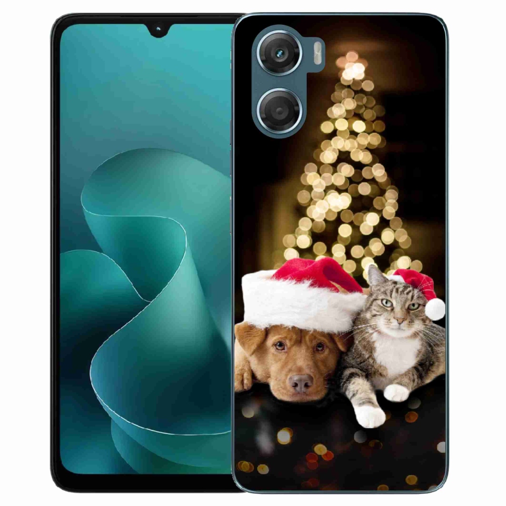 Zselés borítás mmCase a Motorola G06/G06 Power készülékhez - Karácsonyi kutya és macska