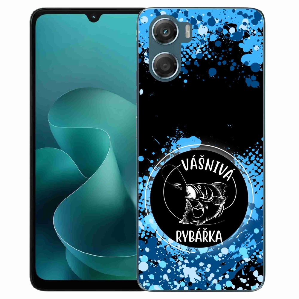 Zselés borítás mmCase a Motorola G06/G06 Power készülékhez - szenvedélyes halásznő fekete háttérrel