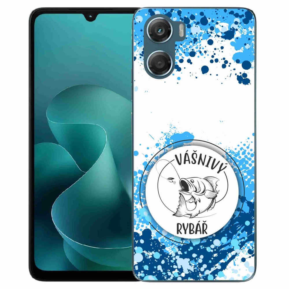 Zselés borítás mmCase a Motorola G06/G06 Power készülékhez - szenvedélyes halász fehér háttérrel