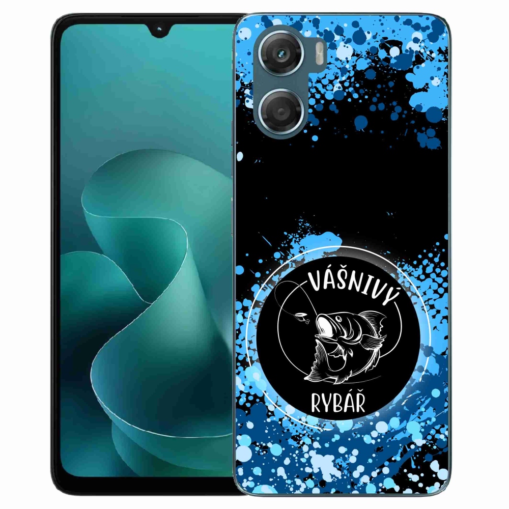 Zselés borítás mmCase a Motorola G06/G06 Power készülékhez - szenvedélyes halász fekete háttérrel