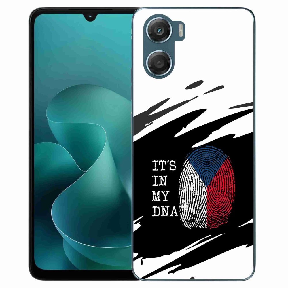 Zselés borítás mmCase a Motorola G06/G06 Power készülékhez - zászlós ujjlenyomat fekete és fehér háttérrel