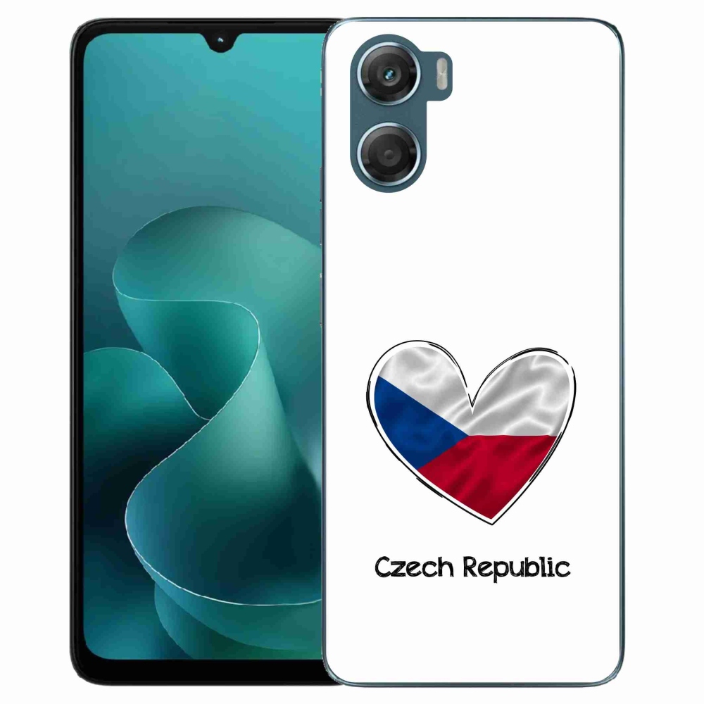 Zselés borítás mmCase a Motorola G06/G06 Power készülékhez - szív zászló fehér háttérrel