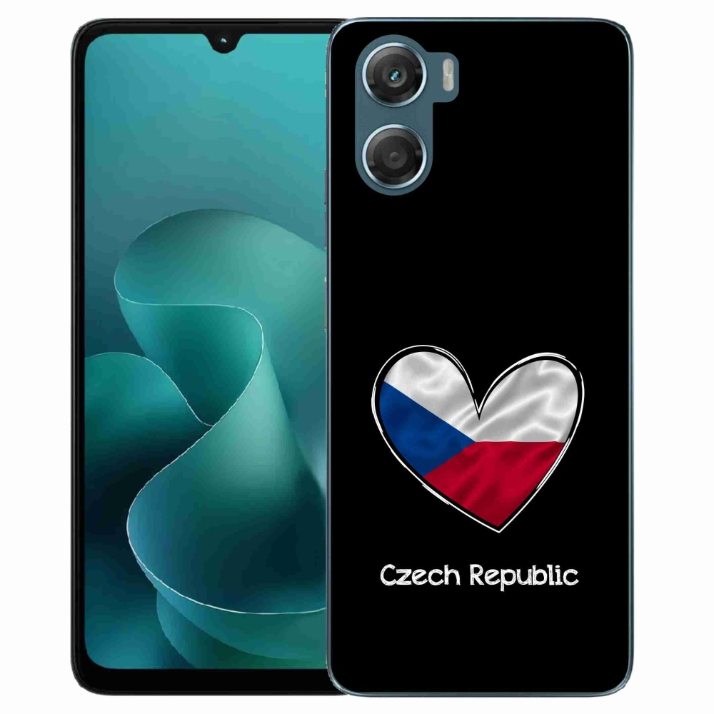 Zselés borítás mmCase a Motorola G06/G06 Power készülékhez - szív zászló fekete háttérrel