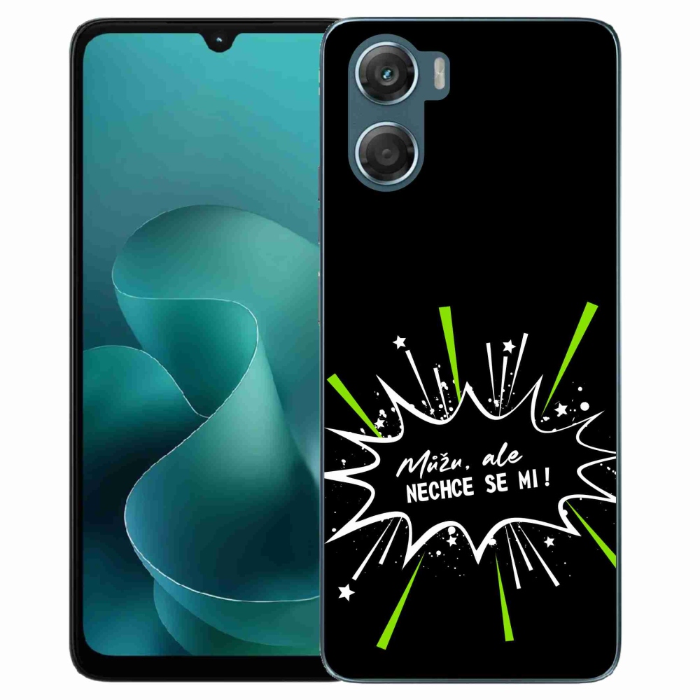 Zselés borító mmCase a Motorola G06/G06 Power készülékhez - vicces szöveg 11 fekete háttér