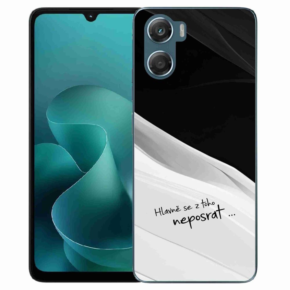 Zselés borító mmCase a Motorola G06/G06 Power készülékhez - vicces szöveg 13 fekete-fehér háttérrel