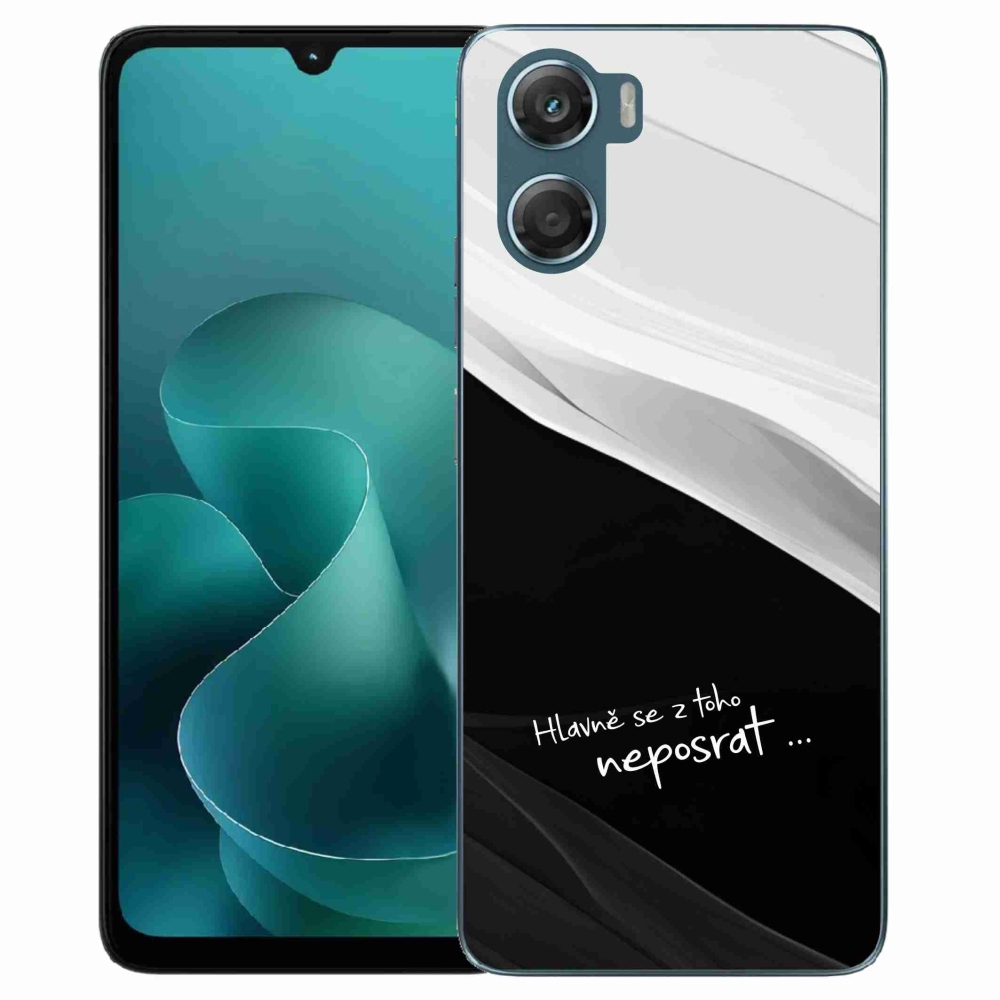 Zselés borító mmCase a Motorola G06/G06 Power készülékhez - vicces szöveg 13 fekete-fehér háttérrel