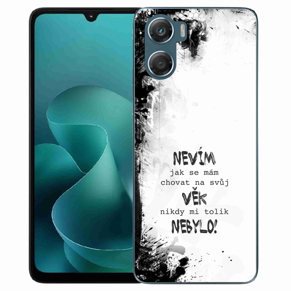 Zselés borító mmCase a Motorola G06/G06 Power készülékhez - vicces szöveg 14 fehér háttérrel