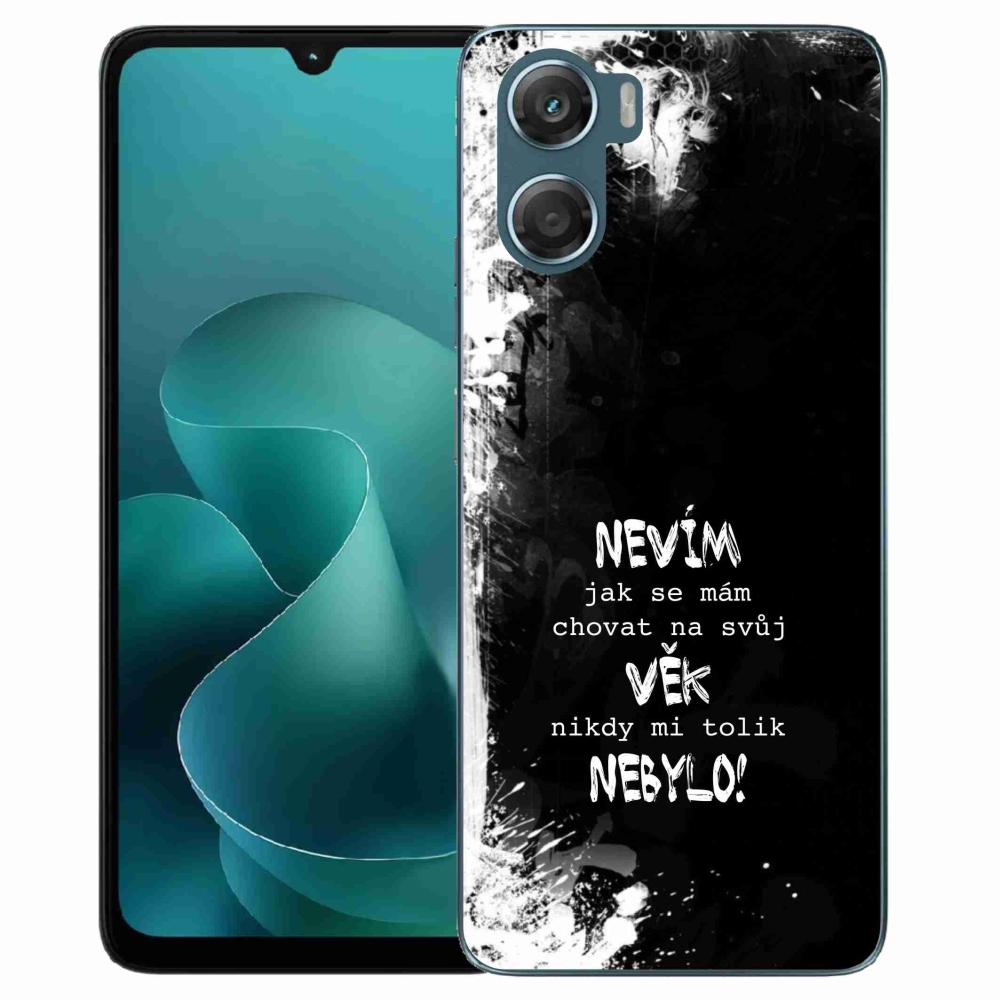 Zselés borító mmCase a Motorola G06/G06 Power készülékhez - vicces szöveg 14 fekete háttérrel
