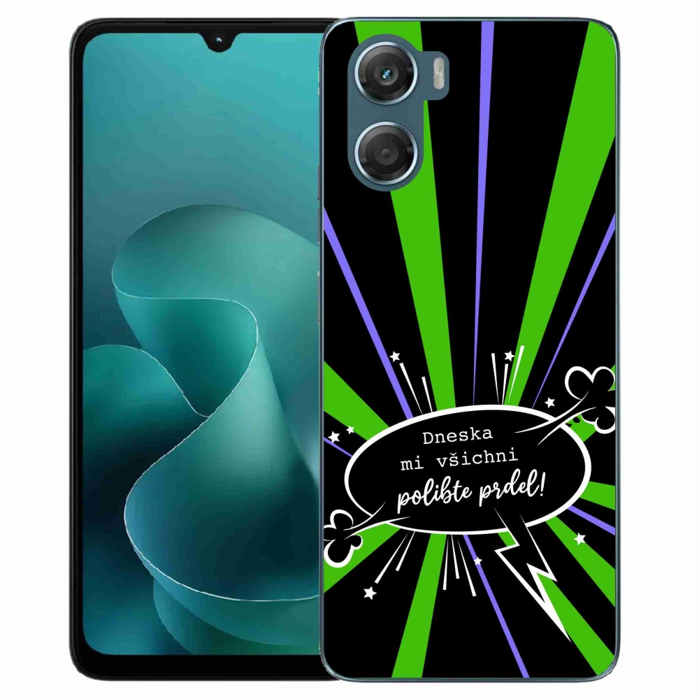 Zselés borító mmCase a Motorola G06/G06 Power készülékhez - vicces szöveg 15 fekete háttérrel