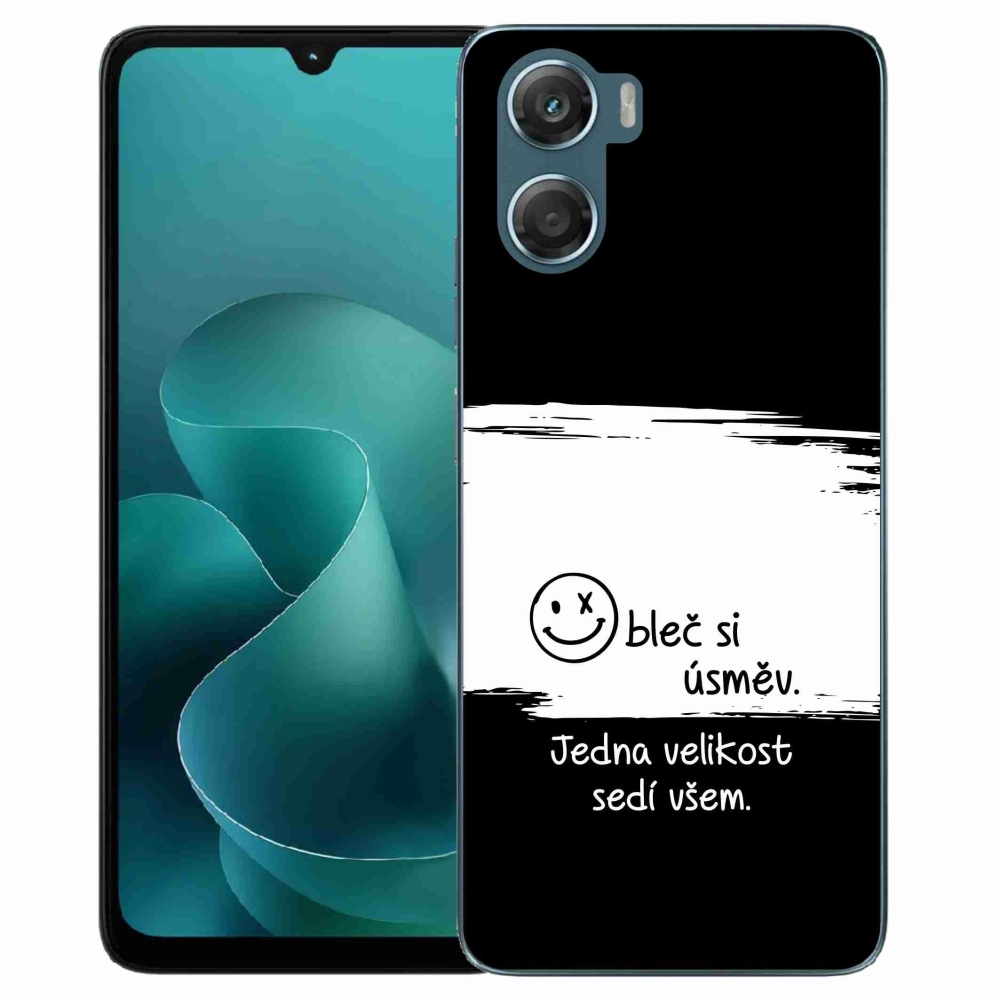 Gél borító mmCase a Motorola G06/G06 Power készülékhez - vicces szöveg 8 fekete-fehér háttérrel