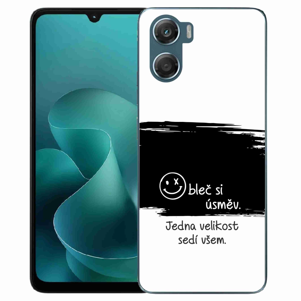 Gél borító mmCase a Motorola G06/G06 Power készülékhez - vicces szöveg 8 fekete-fehér háttérrel