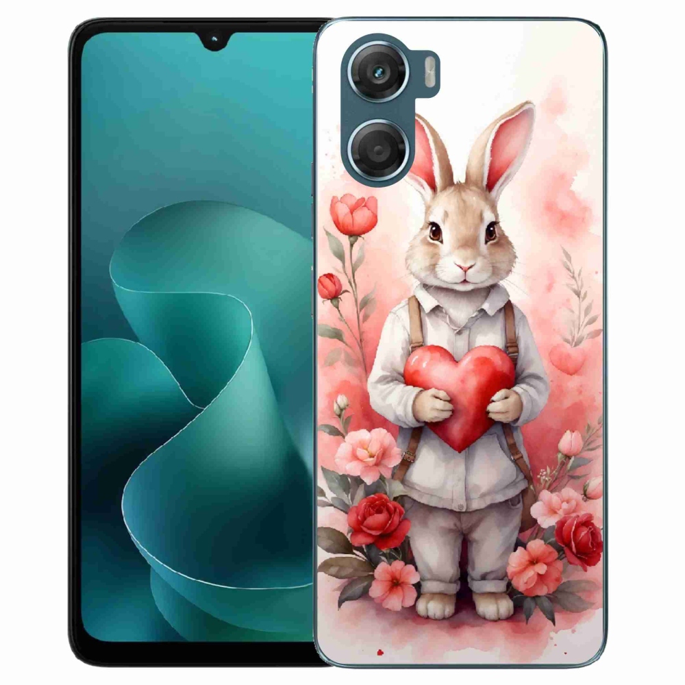 Zselés borítás mmCase a Motorola G06/G06 Power készülékhez - nyúl szívvel