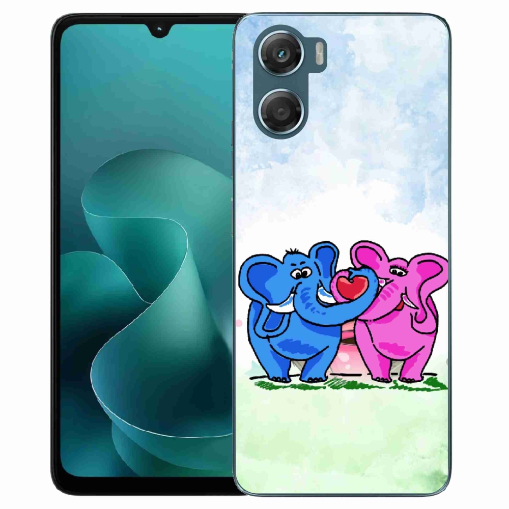 Zselés borítás mmCase a Motorola G06/G06 Power készülékhez - szerelmes elefántok
