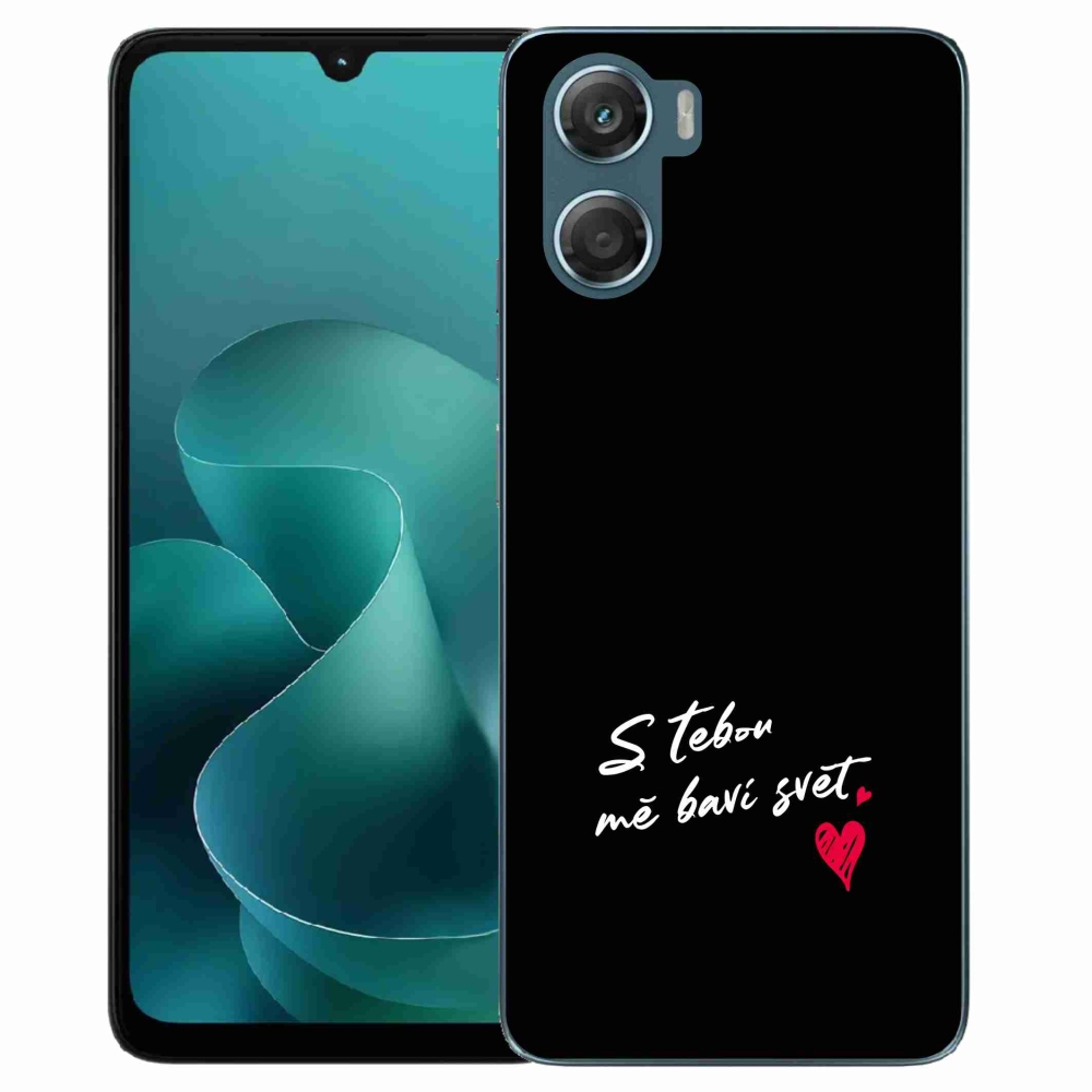 Zselés borítás mmCase a Motorola G06/G06 Power készülékhez - szerelmes szöveg 1 fekete háttér