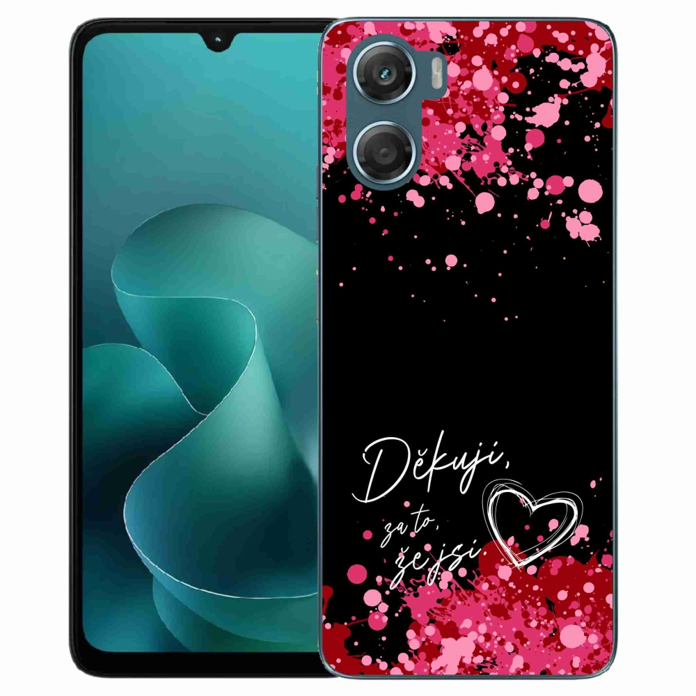 Zselés borítás mmCase a Motorola G06/G06 Power készülékhez - text in love 2 fekete háttérrel