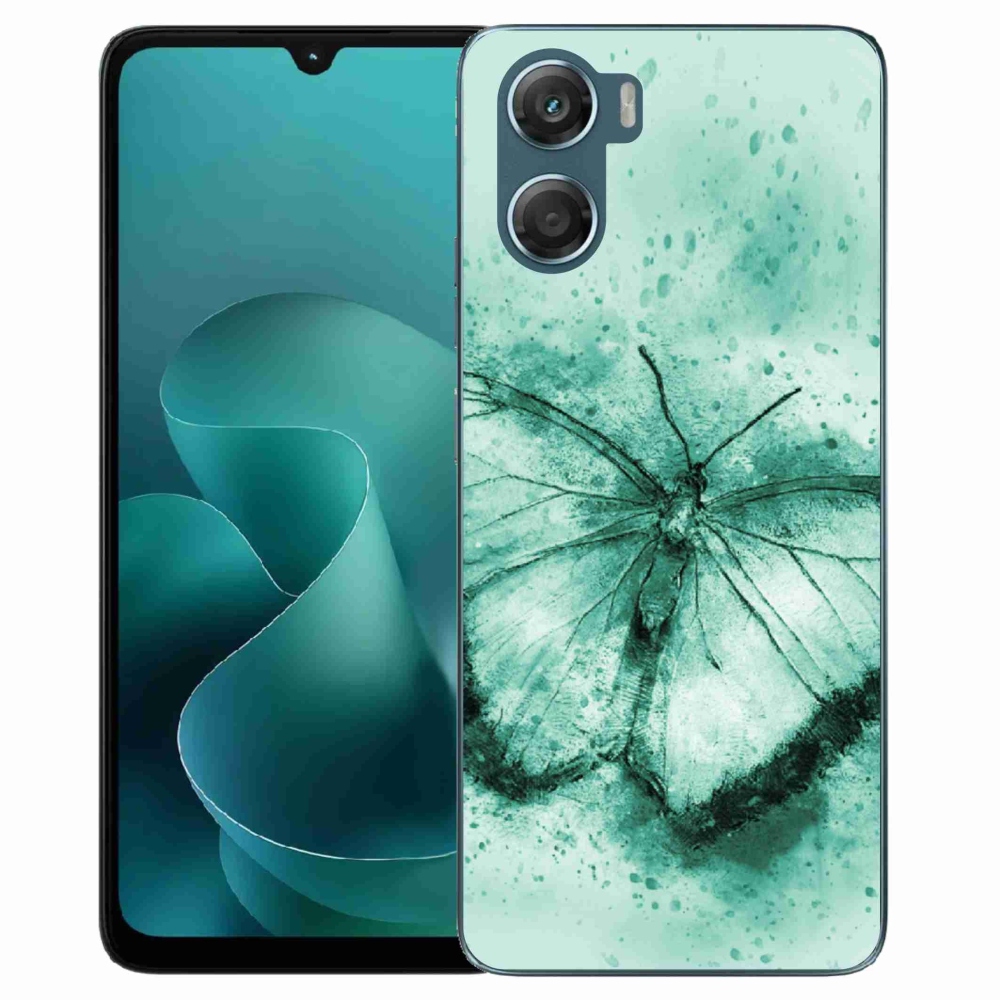 Zselés tok mmCase a Motorola G06/G06 Power készülékhez - zöld pillangó