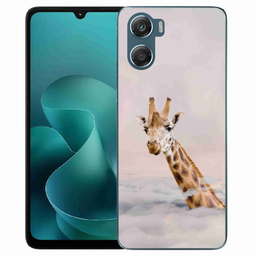 Zselés borítás mmCase a Motorola G06/G06 Power készülékhez - zsiráf a felhőkben