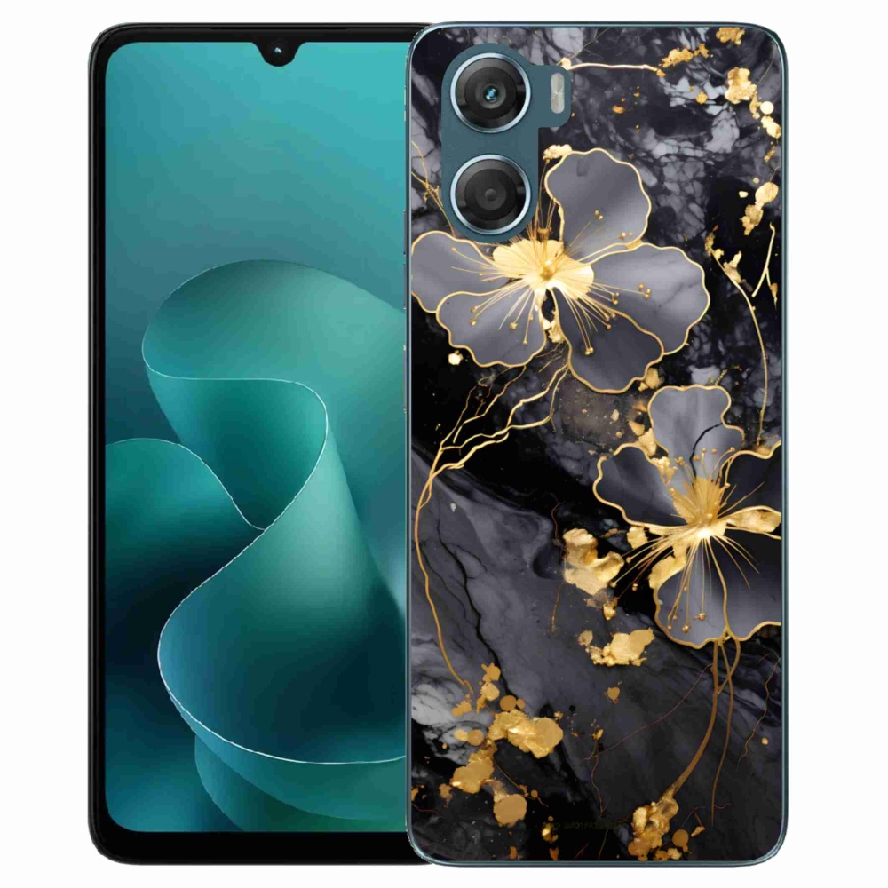 Zselés tok mmCase a Motorola G06/G06 Power készülékhez - aranyszínű virágok