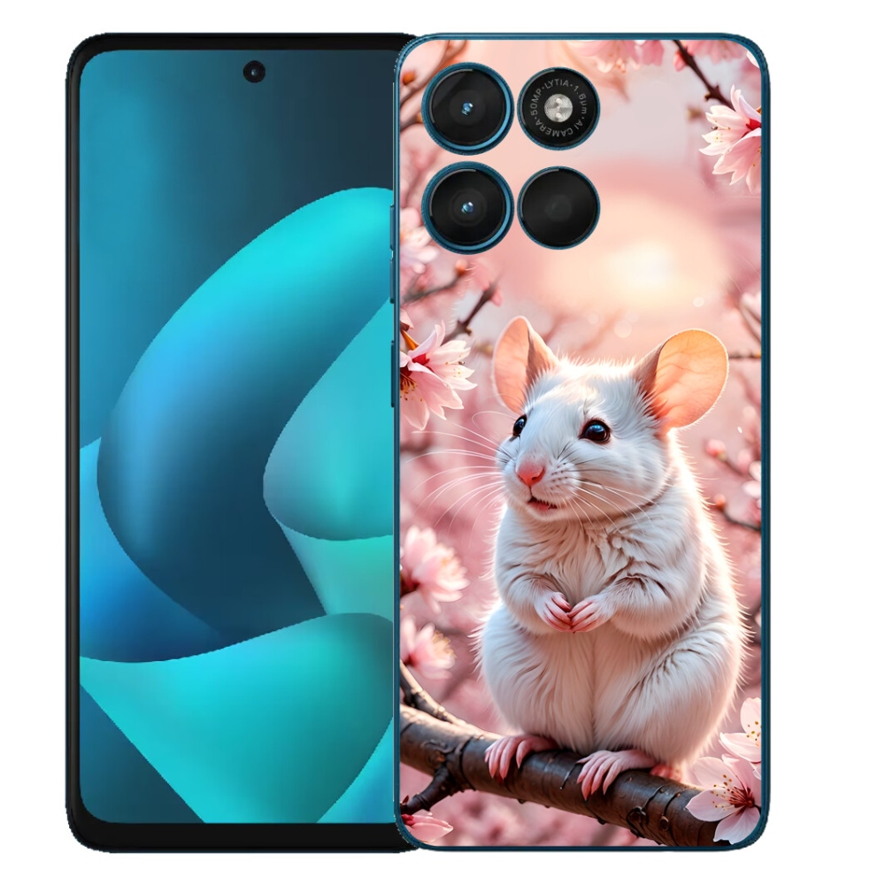 mmCase gél tok a Motorola Moto G57 Power-hez – fehér egér egy ágon