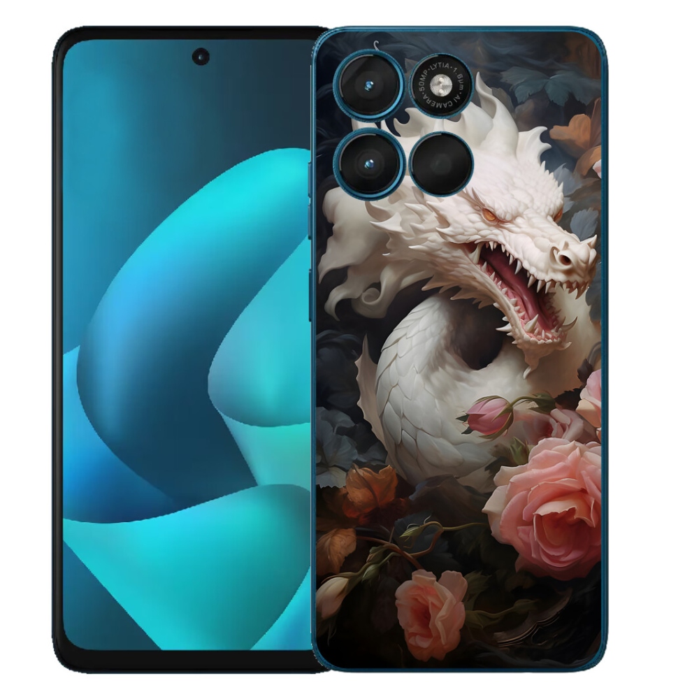 mmCase gél tok a Motorola Moto G57 Power-hez – fehér sárkány