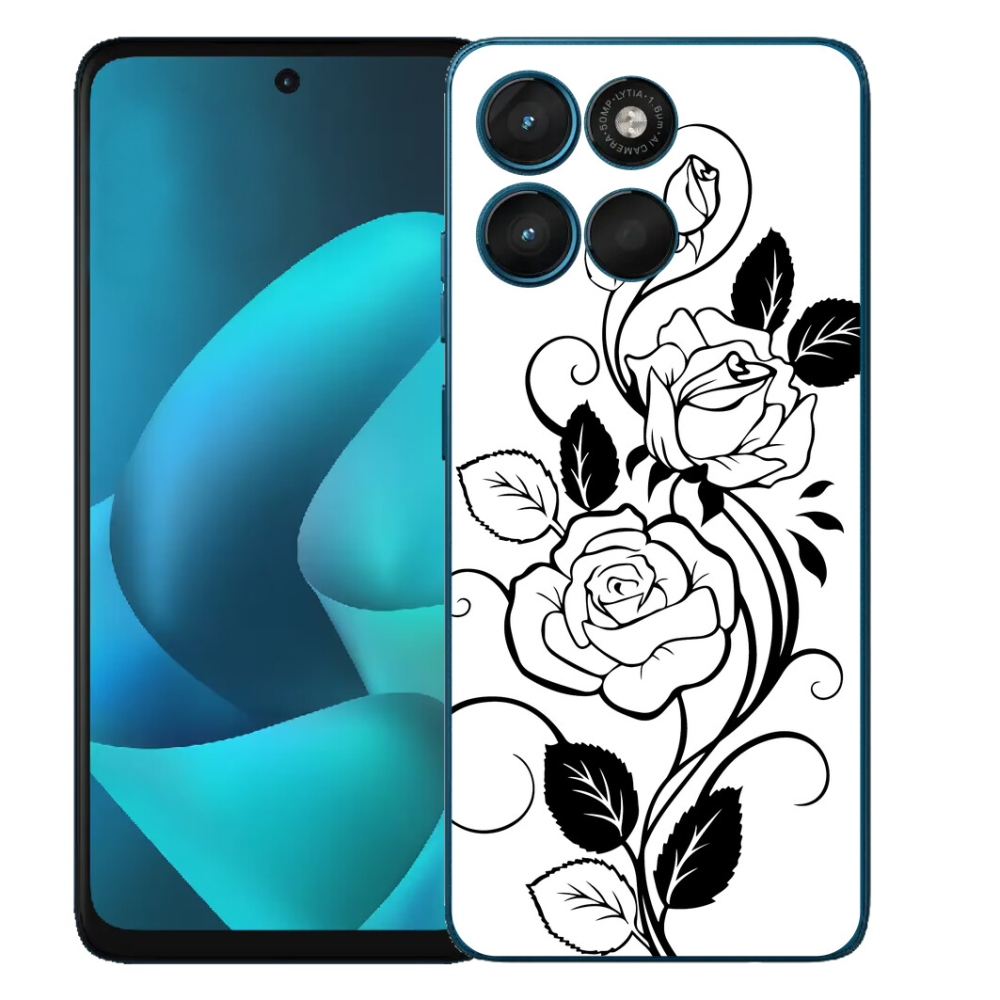 mmCase gél tok a Motorola Moto G57 Power-hez – fekete-fehér rózsa