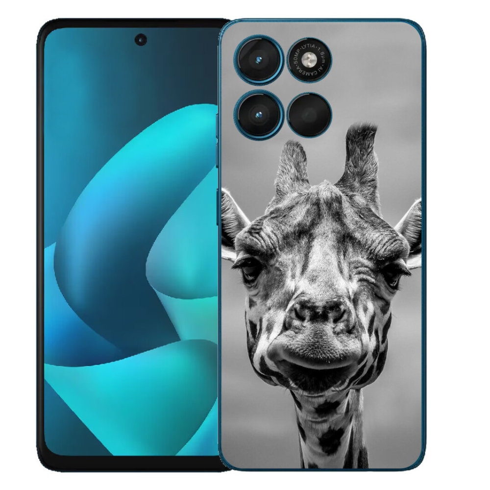 mmCase gél tok a Motorola Moto G57 Power-hez – fekete-fehér zsiráf