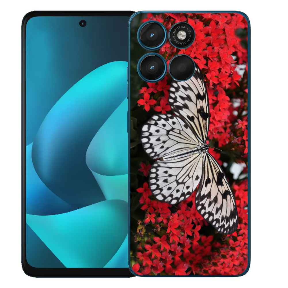 mmCase gél tok a Motorola Moto G57 Power-hez – fekete-fehér pillangó 1
