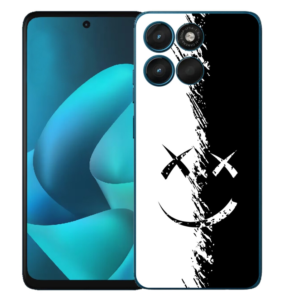 mmCase gél tok a Motorola Moto G57 Power-hez – fekete-fehér mosolygós arc