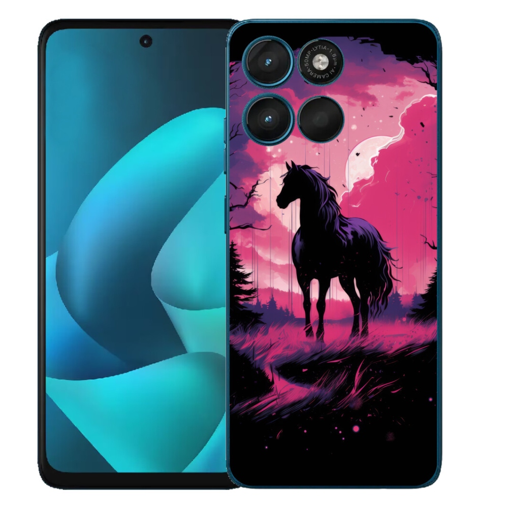 mmCase gél tok a Motorola Moto G57 Power-hez – fekete rajzolt ló 1